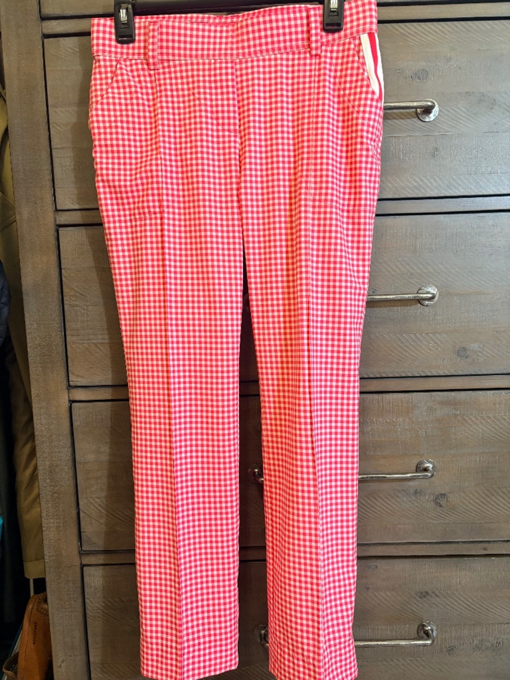 Gingham Golf pant pink and white XS